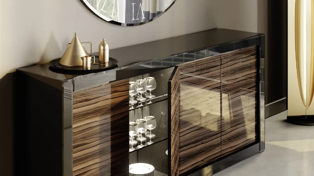 Madia Avantgarde in vetro con illuminazione a LED sotto il top Credenza Luce di Reflex