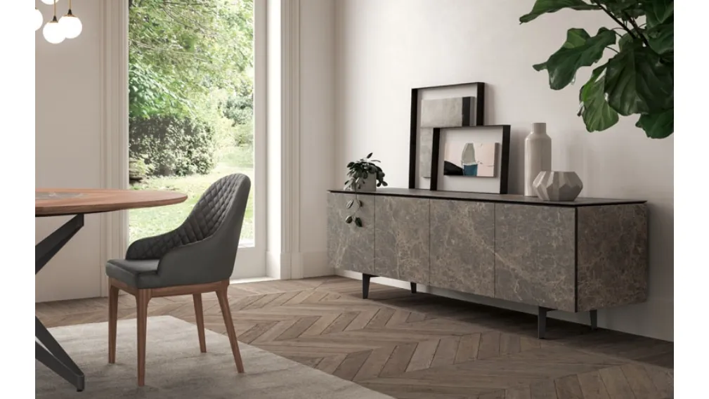 Madia moderna in ceramica Calacatta effetto marmo Armor di Ozzio