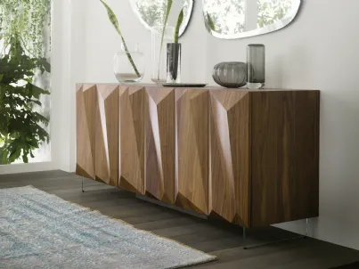 Madia di design in legno con piedini in vetro trasparente Quartz Buffet di Reflex