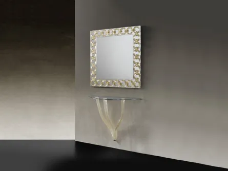 Consolle in vetro di Murano trasparente con top in vetro extrachiaro Flambè Royale di Reflex