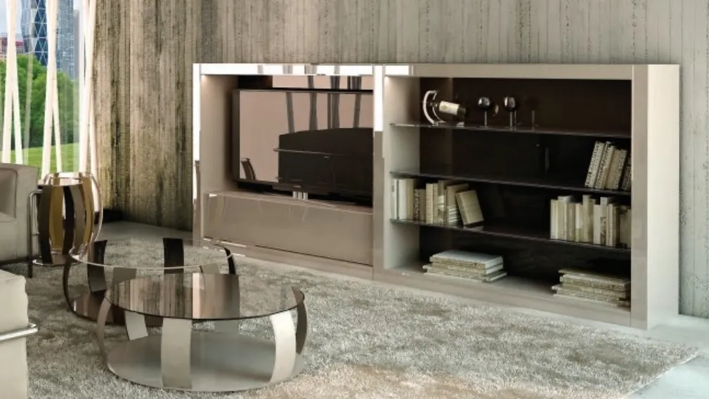 Mobile Porta Tv con contenitore a doppia anta in legno laccato lucido Avantgarde Luce di Reflex
