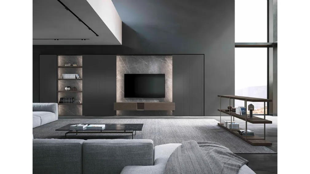 Parete Attrezzata Dress Code Rovere Grigio Cube6 di Olivieri