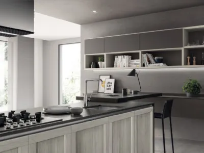 Parete Attrezzata sospesa Living Evolution in laccato Grigio di Scavolini