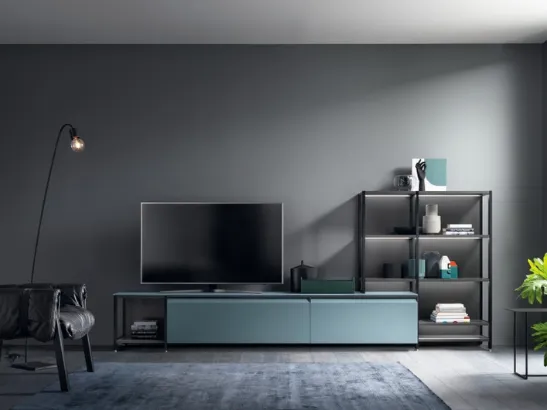 Parete Attrezzata sospesa Living Mood in Laminato Pietra Grey di Scavolini