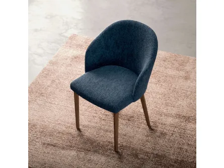 Sedia Zico in tessuto imbottito con gambe in Rovere di Ozzio