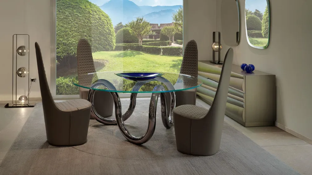 Tavolo di design con base in metallo curvato Aenigma di Reflex