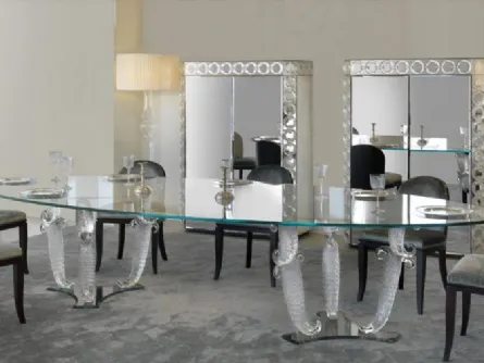 Tavolo con base in vetro di Murano trasparente Casanova 72 di Reflex