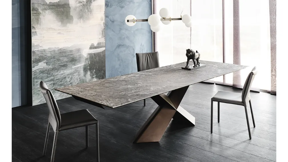 Tavolo allungabile con piano in ceramica Tyron Keramik Drive di Cattelan Italia