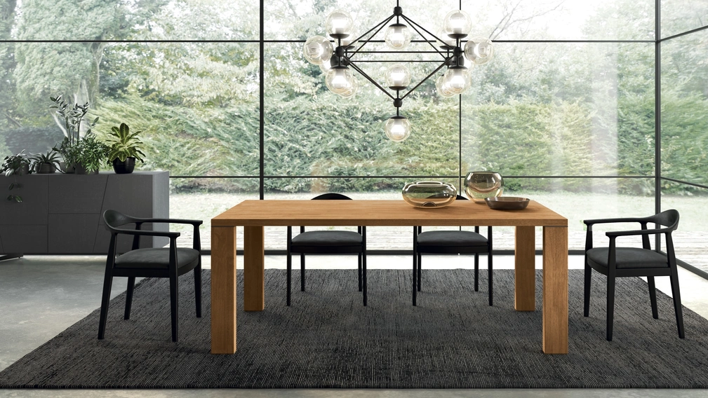 Tavolo in legno finitura Oak con profilo dritto Ego di FGF Mobili