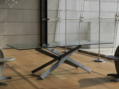 Tavolo fisso con gambe incrociate Mikado Steel di Reflex