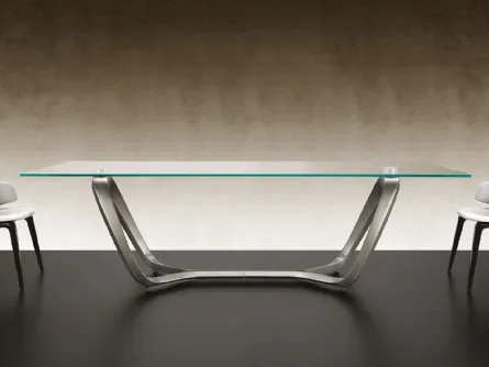 Tavolo fisso con piano in vetro Segno 72 di Reflex
