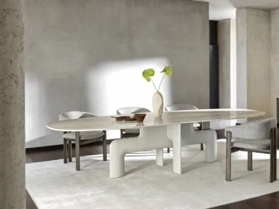 Tavolo con piano in ceramica effetto marmo Butterfly Keramik di Cattelan Italia