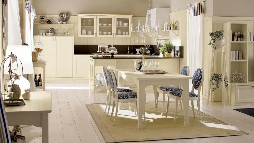 Cucina classica in legno angolare con penisola Comp 150 di Valplana