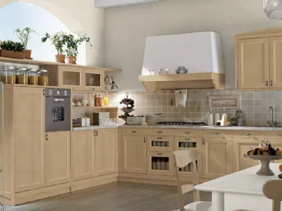 Cucina Classica angolare in legno massello spazzolato Comp 155 di Valplana