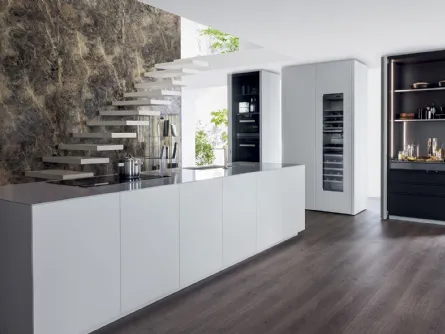 Cucina Design in laccato Bianco con isola T30 di TM Italia