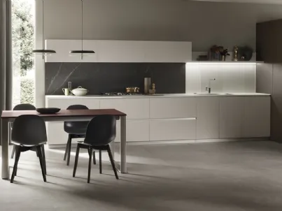 Cucina Moderna DeLinea in laccato Grigio Chiaro e Rovere Grafite di Scavolini
