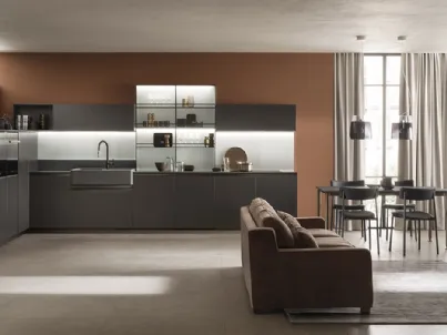 Cucina Moderna DeLinea laccato opaco Grigio Ferro di Scavolini