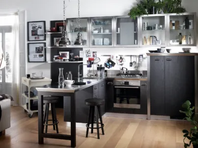 Cucina Moderna Diesel Social Kitchen in Rovere laccato Tempera Black di Scavolini