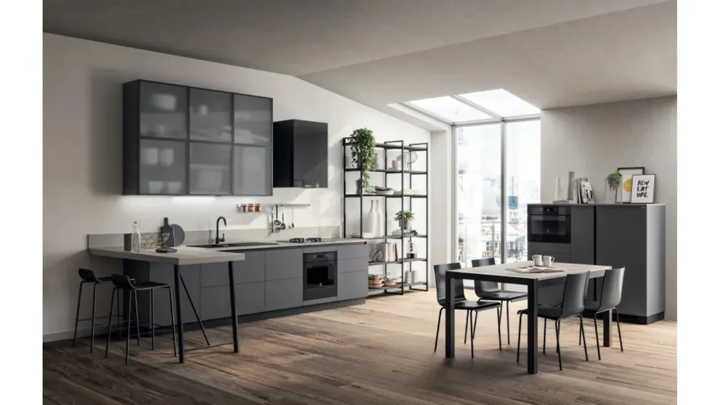 Cucina Evolution Grafite e Vetro Screen di Scavolini