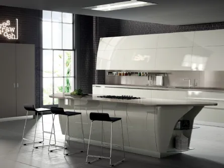 Cucina Moderna Flux Swing laccato lucido Avorio di Scavolini