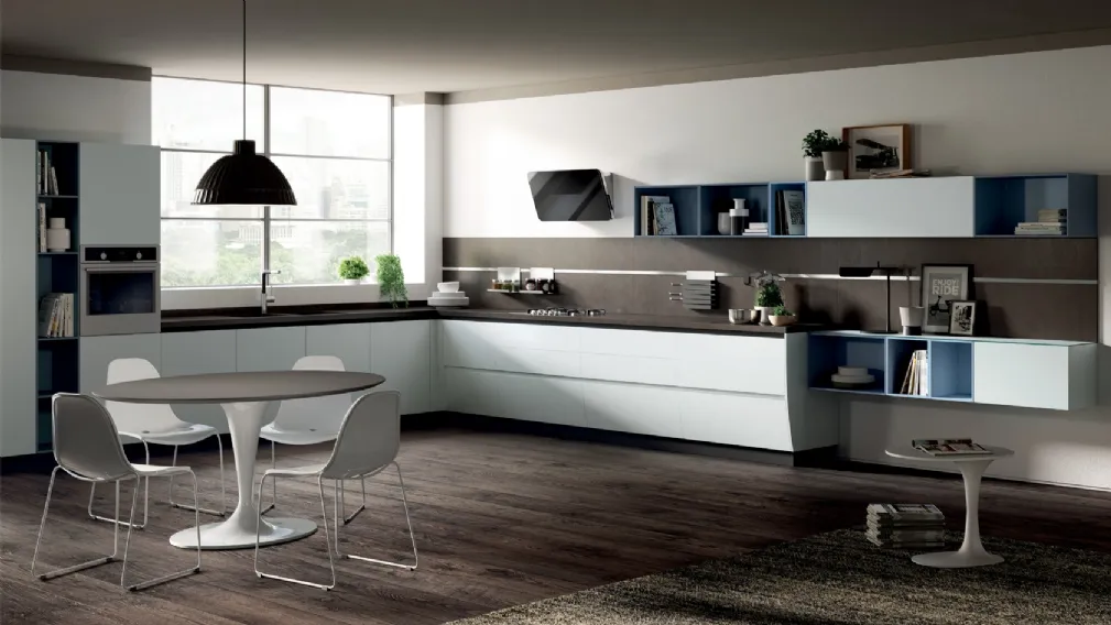 Cucina Moderna Flux Swing laccato opaco Ghiaccio di Scavolini