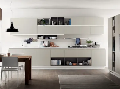 Cucina Moderna Foodshelf Grigio Gabbiano e Grigio Terra di Scavolini