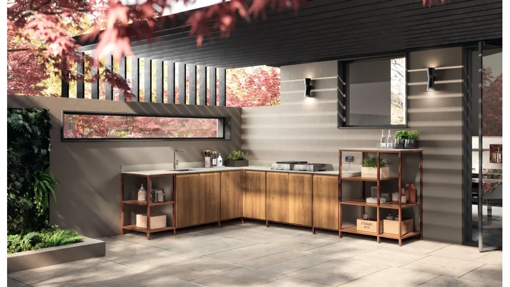 Cucina Moderna Formalia Outdoor 03 in tek di Scavolini