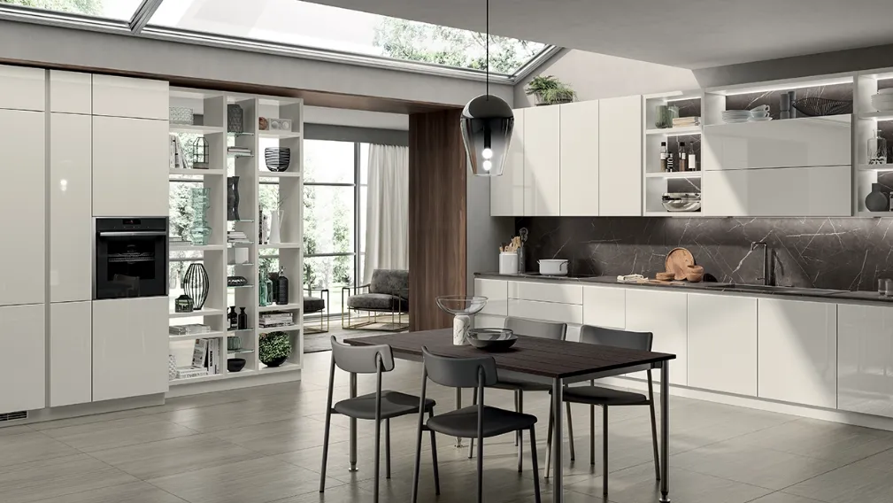 Cucina Moderna Liberamente Bianco Prestige e Bianco Puro di Scavolini