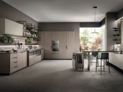 Cucina Moderna Mia in Rovere Gessato e Biomalta Argilla Lima di Scavolini