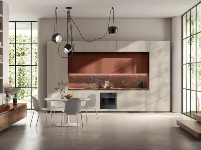 Cucina Moderna lineare Mira in laccato Tortora e Ruggine di Scavolini