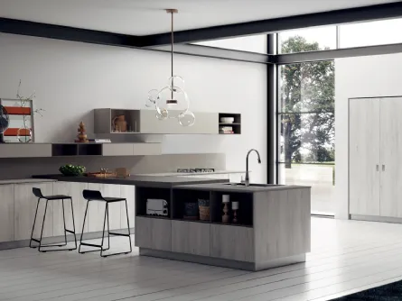 Cucina Moderna Mood con top in Laminato e Gres di Scavolini