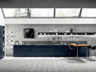 Cucina Moderna Mood 06 in laccato Blu Moon di Scavolini