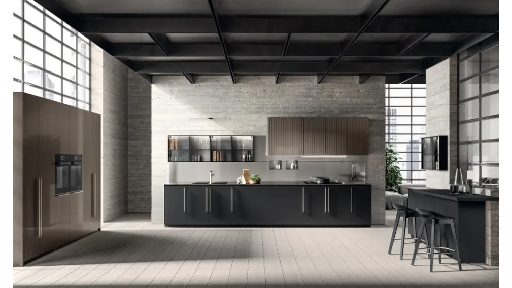 Cucina Moderna Musa in Fenix Nero Ingo e laccato lucido effetto perlato di Scavolini