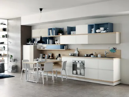 Cucina Moderna Foodshelf Bianco Puro e Grigio Gabbiano di Scavolini