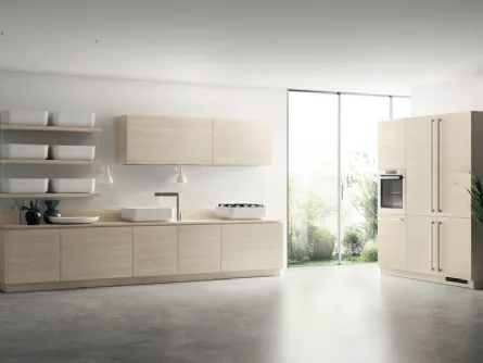 Cucina Moderna Qi in Olmo Kuuki con maniglia a gola di Scavolini