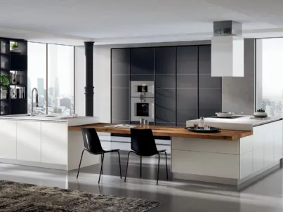 Cucina Moderna Tetrix con ante in vetro Bianco Prestige di Scavolini