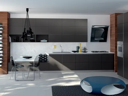 Cucina Moderna Tetrix in Grigio Ferro opaco con ante in Vetro di Scavolini