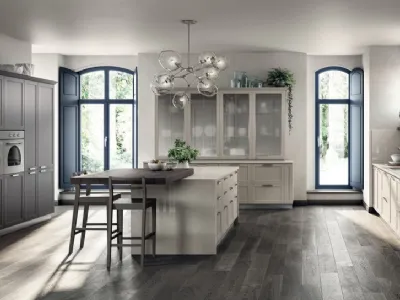 Cucina Moderna Carattere 03 in Frassino Cachemere e laccato Grigio Ferro di Scavolini