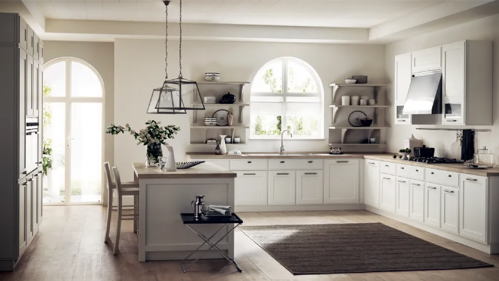 Cucina Shabby Chic Favilla in Laccato opaco Bianco Prestige di Scavolini