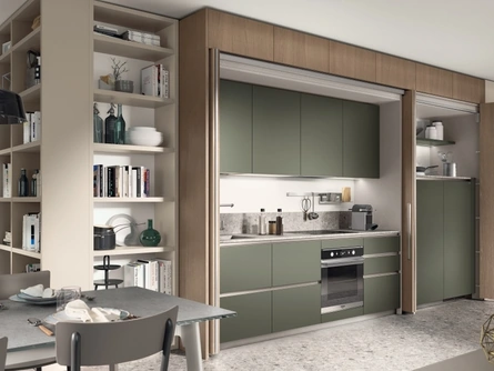 Cucina su misura salvaspazio Boxi 05 Verde di Scavolini