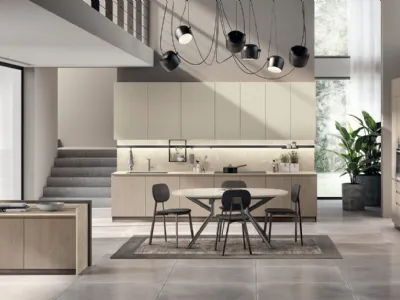 Cucina su misura Motus 07 in Rovere Gessato e Grigio Gabbiano
