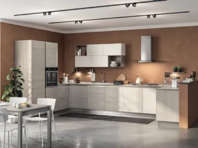 Cucina angolare su misura Urban & Urban Minimal in decorativo Larice Pasha di Scavolini