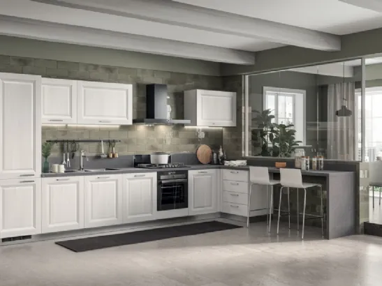 Cucina su misura Mood in Pietra Grey e Bianco Puro di Scavolini