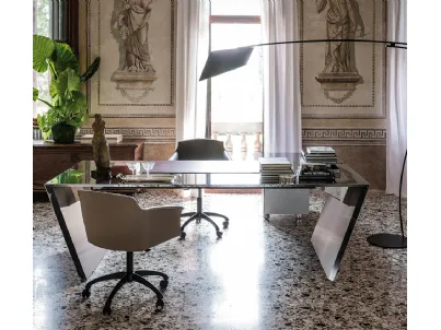 Scrivania Direzionale in acciaio inox Vega di Cattelan Italia