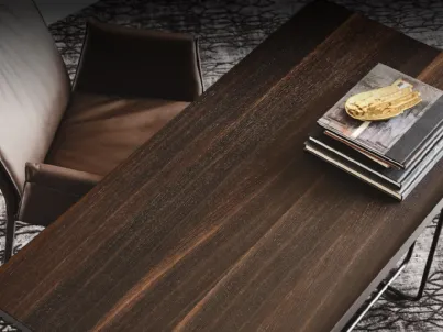 Scrivania da Ufficio in legno con struttura in acciaio Wolf Wood di Cattelan Italia